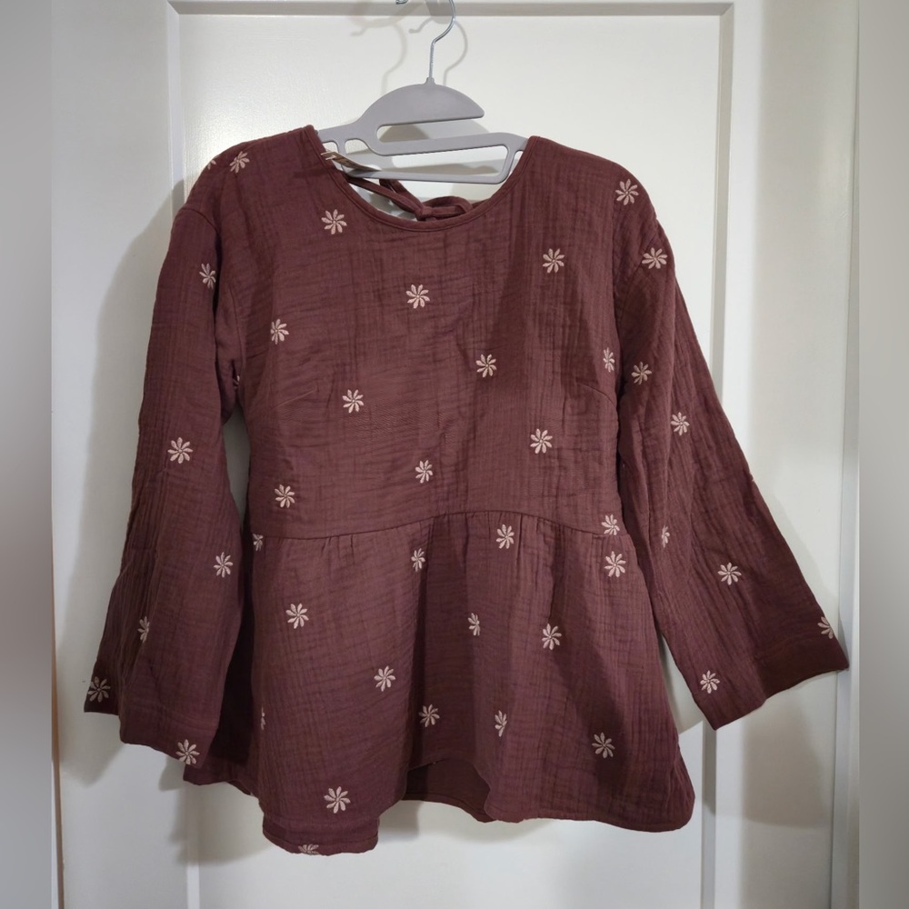 ✨NWT Madewell Floral Embroidered Blouse - Brown maroon